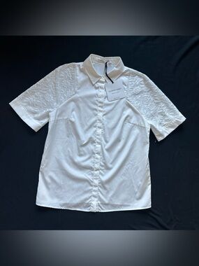 Giorgio Grati White Button-Up blouse down shirt  lace short sleeves EU 42